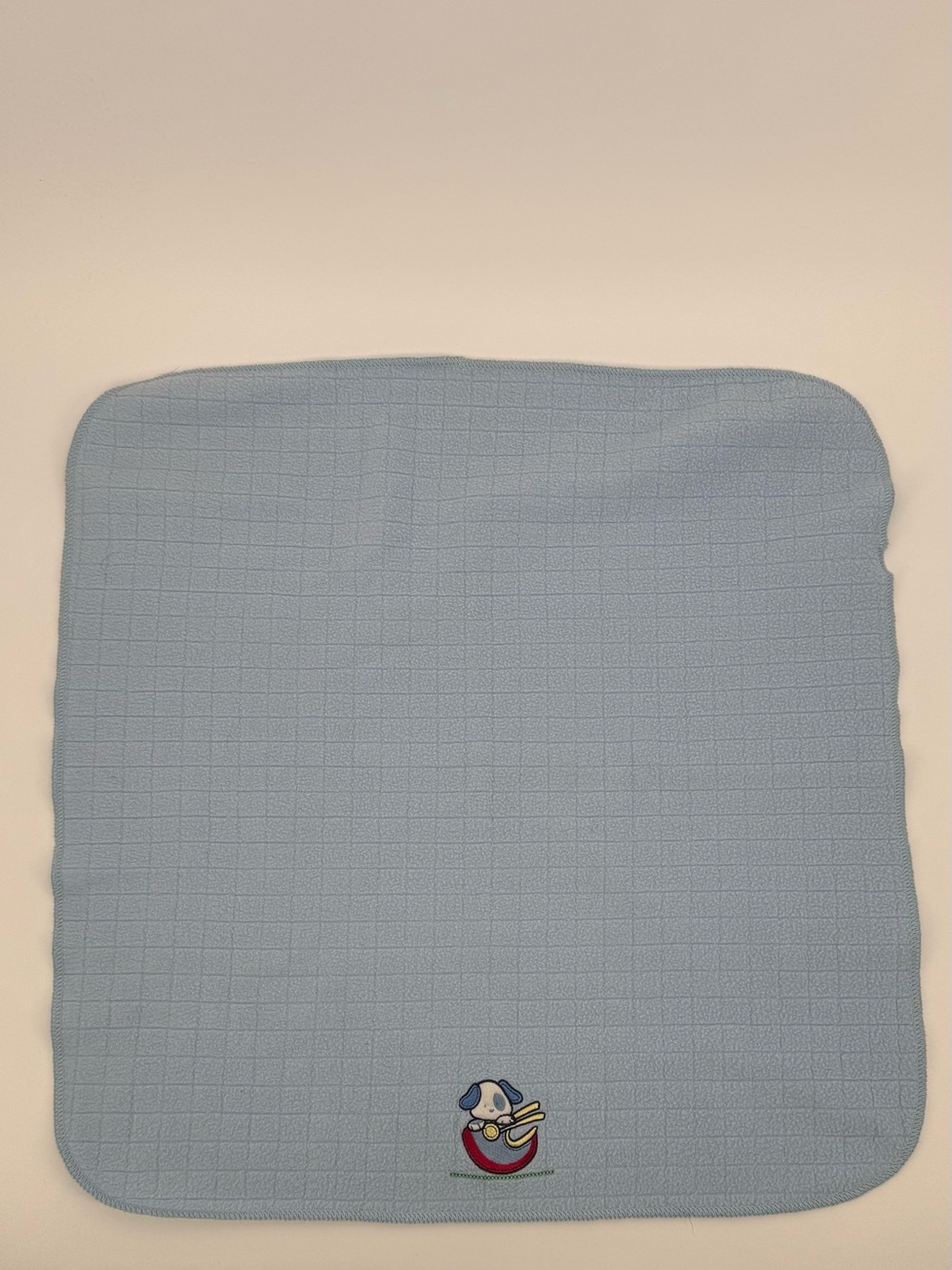 Blue Quilted Baby Blanket with Puppy Embroidery